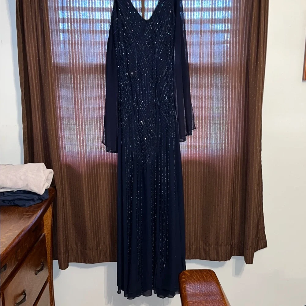 Black Sequin One Shoulder Gown for Weddings - Picture 4 of 4